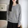 Womens Lightweight Wool Blend Knit Cardigan Sweater Loose Fit Round Neck Colorblock Heart Button Front Fall Winter 2026