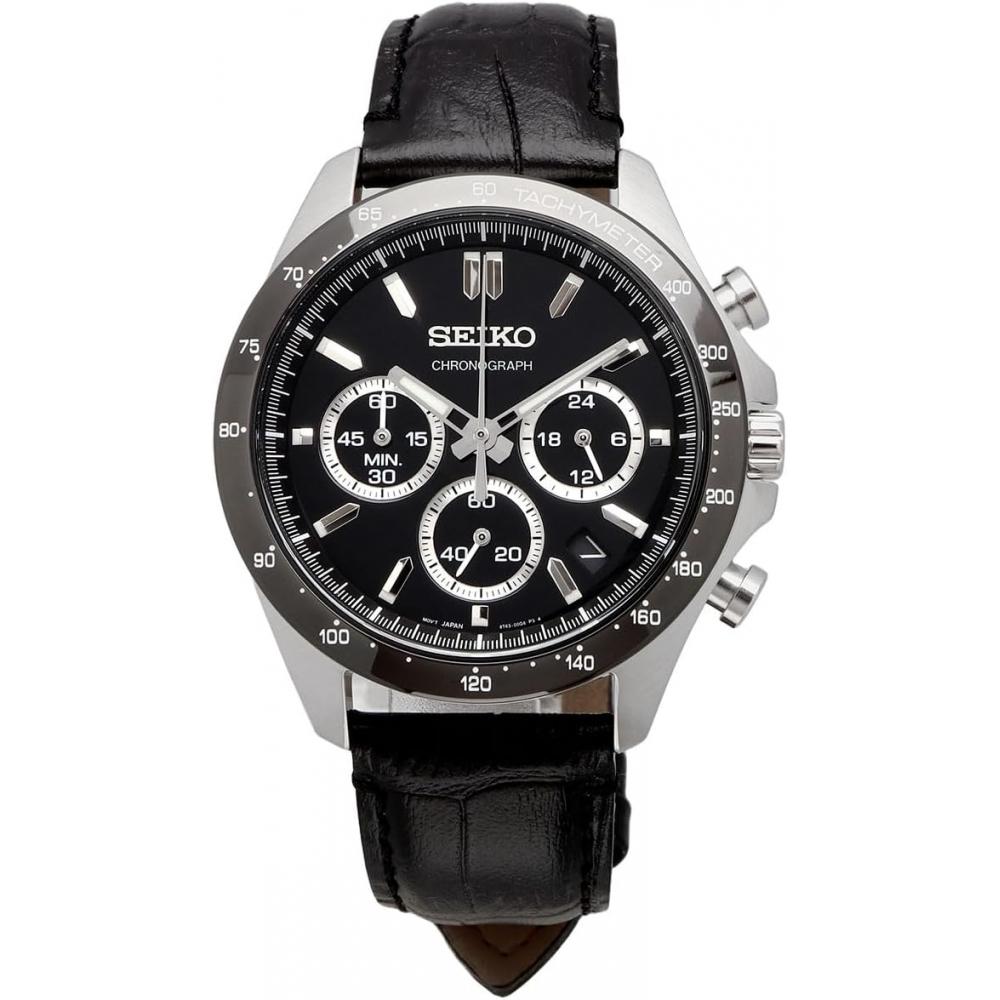 [Seiko] Seiko 1 5 Second Chronograph Quartz Chronograph Quartz Watch Men S Sbtr021 Black Leather [genuine domeStic Product]