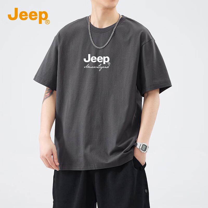 JEEP Men s 260G Heavyweight Pure Cotton Short Sleeve T-Shirt 4XL