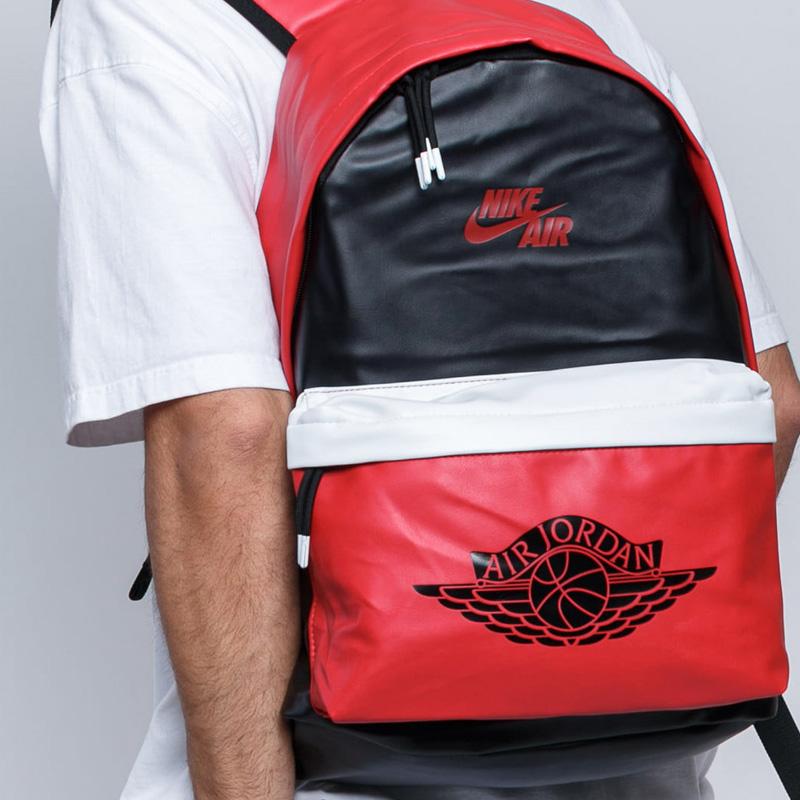 Jordan Polyester Basketball Bag Backpack Large Size Unisex Black Red Jordan 9A0390-KR5