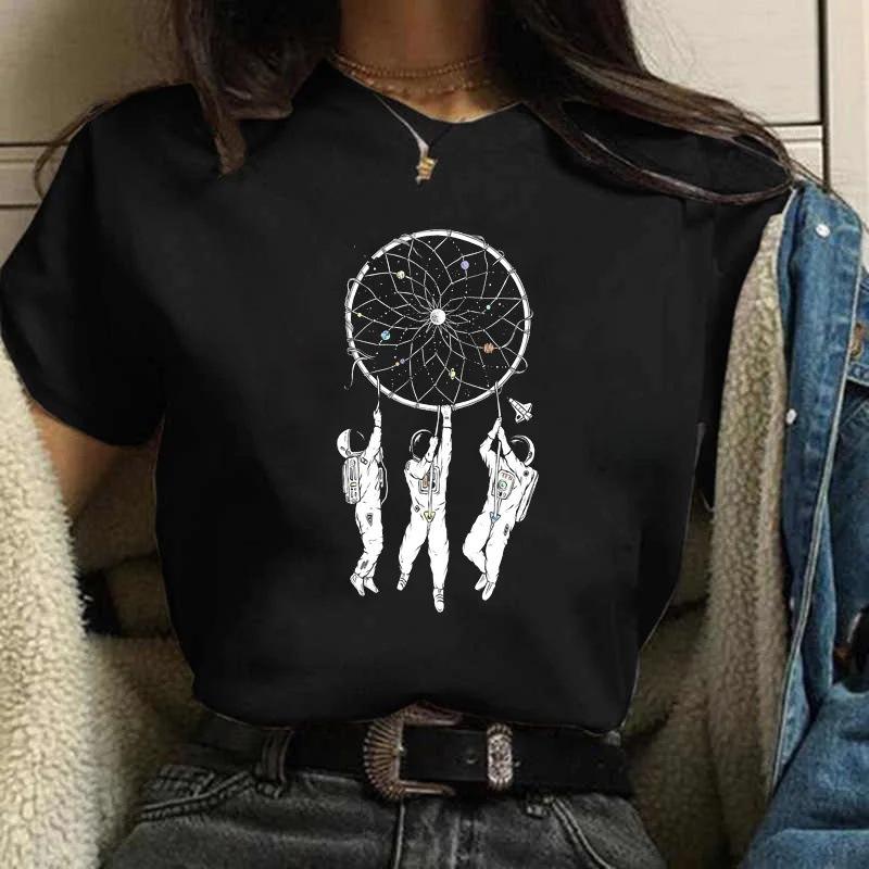 

Hotselling New Fashionable Space Moon Cartoon Printed Womens Roundneck Shortsleeved Shirt Aesthetic Clothes Graphic T Shirts 4XL