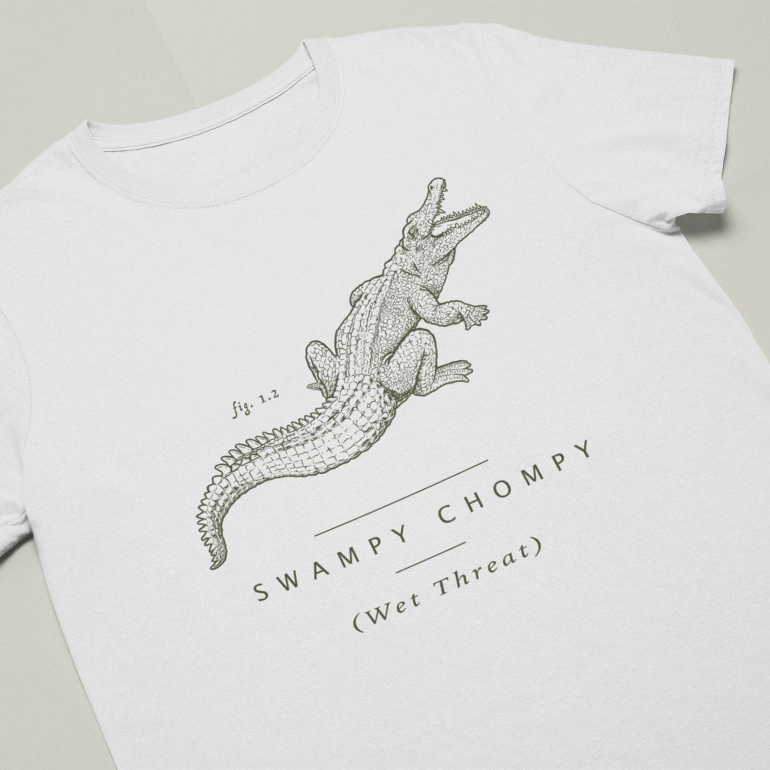 Funny Crocodile T-shirt - Swampy Chompy (Wet Threat), Crocodile Meme, Funny Crocodile Gift, Funny Alligator T-Shirt, Funny Alligator Gift S