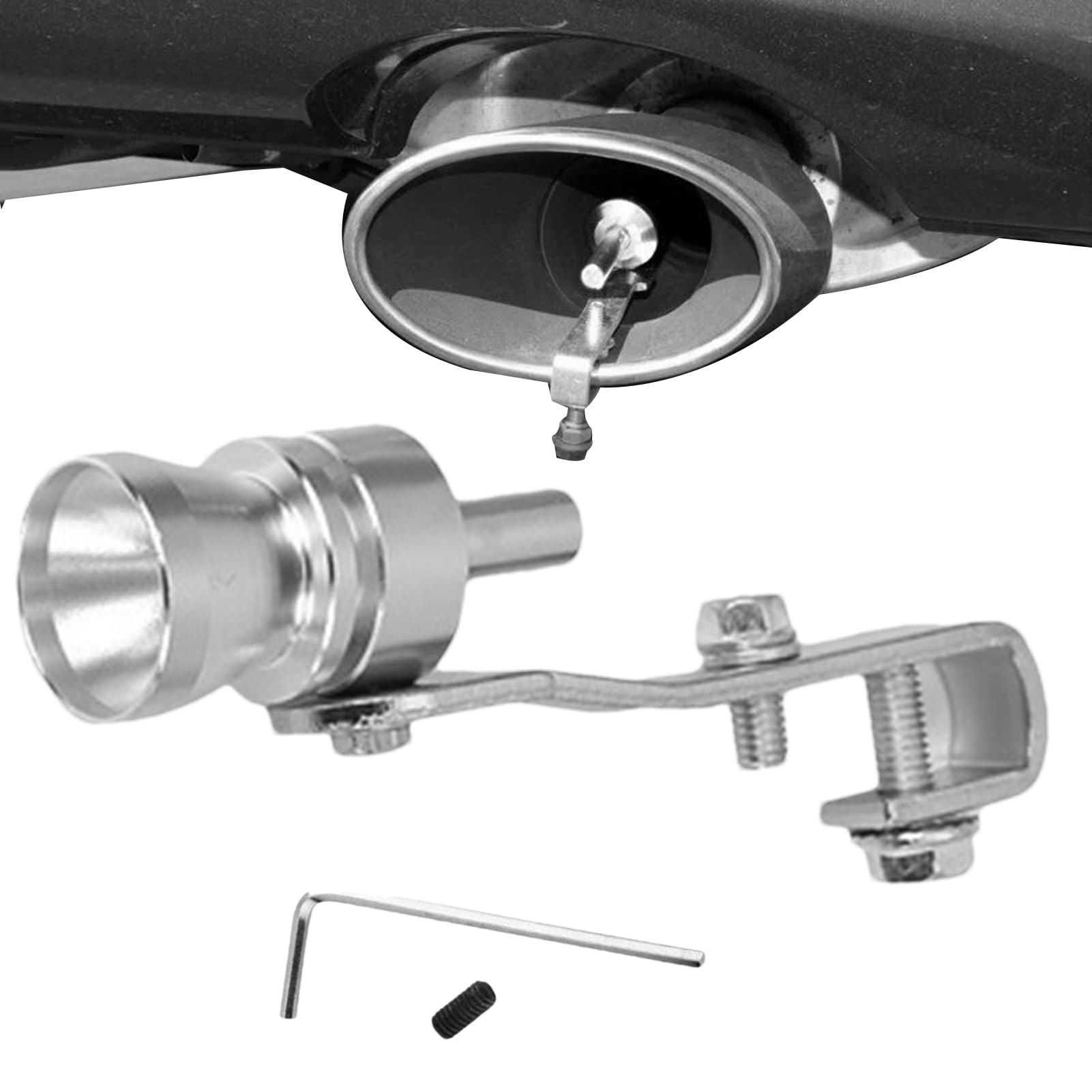 свисток, имитирующий звук турбины автомобиля, универсальный глушитель турбо-патрубка из алюминиевого сплава, свисток для выхлопной трубы, имитирующий звук турбины, свисток-симулятор клапана m серебряный