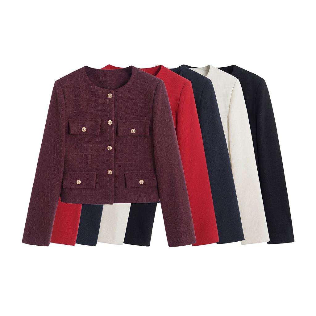 Autumn new women's style design sense fashion versatile casual button coat