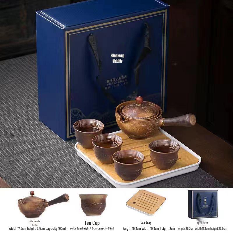 Portable Ceramic Travel Tea Set with Automatic Kung Fu Tea Maker - Business Gift