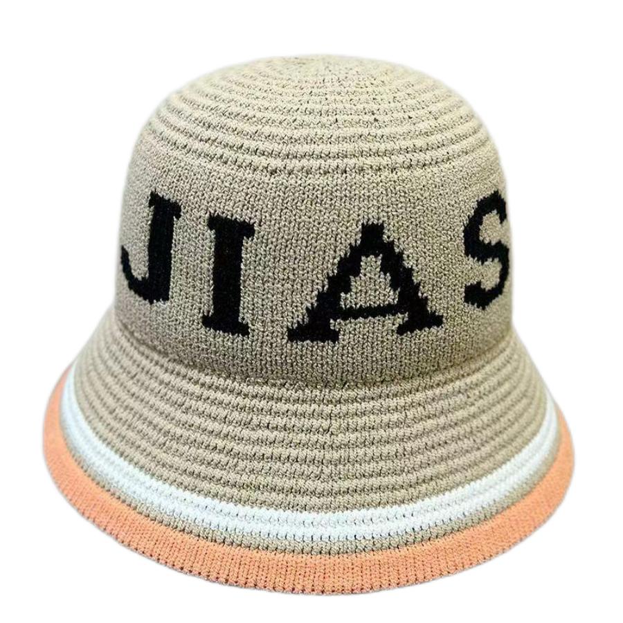 Spring Summer Panama Hat Women Hollow Knitted Hat Bucket Hat Outdoor Sun Visor Beach Hat Letter Jacquard Breathable Travel Cap