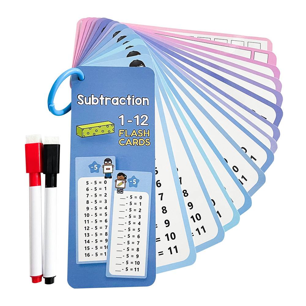 Cards Toys 1-12 Maths Training Addition Subtraction Multiplication and Division Learning Educational Student Arithmetic with Erasable Pen