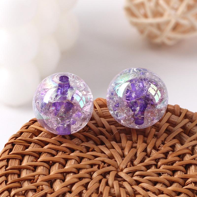 Acrylic Transparent Plated AB Color Bursting Straight Hole Pattern Round Plastic DIY Floral Colored Beads Jewelry Accessories