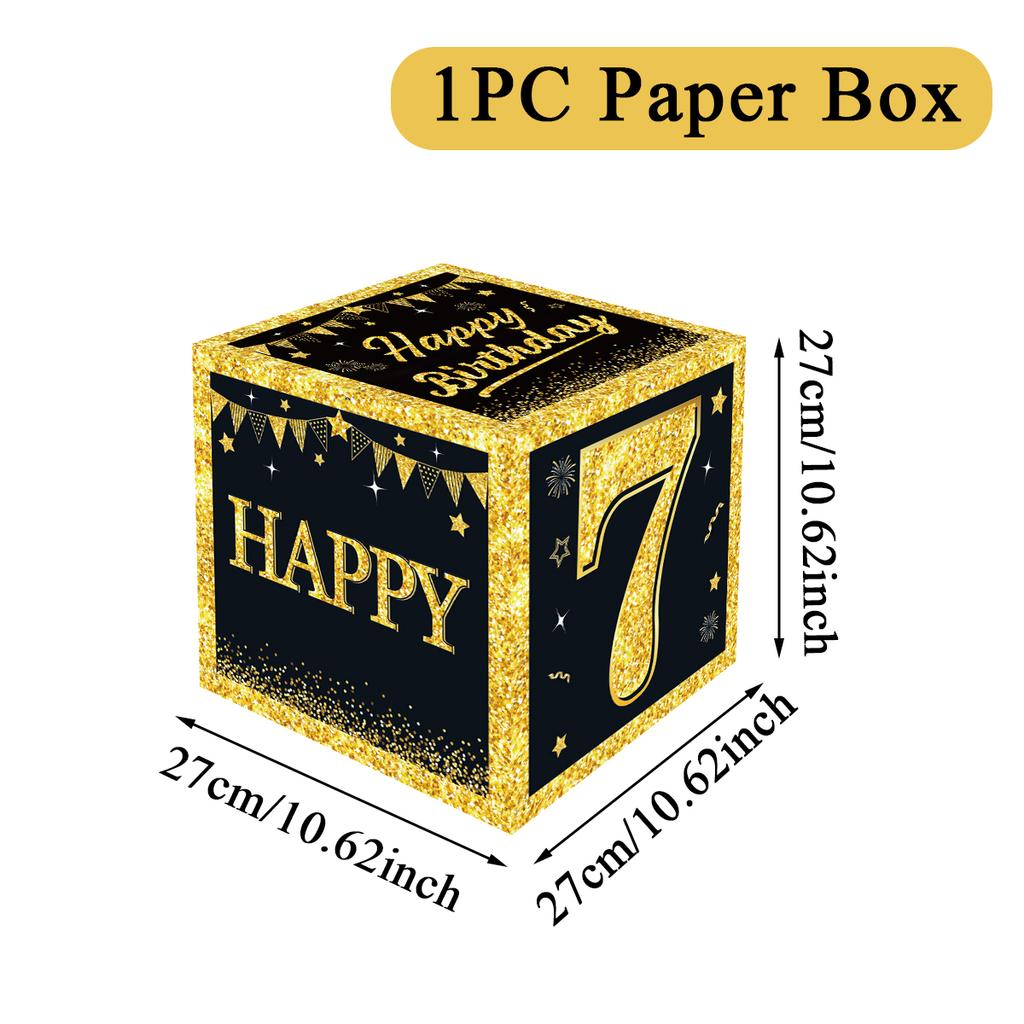 Black Gold Birthday Number Box Happy DIY 0-9 Birthday Party Decoration Kids Adults Birthday Party 18 30 40 50 Anniversary Decor