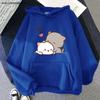 Peach Cat Hoodies Kawaii Clothing Aesthetic Cute Pink Tops Oversized Cartoon Print Sweatshirts Women Warm Streetwear Men