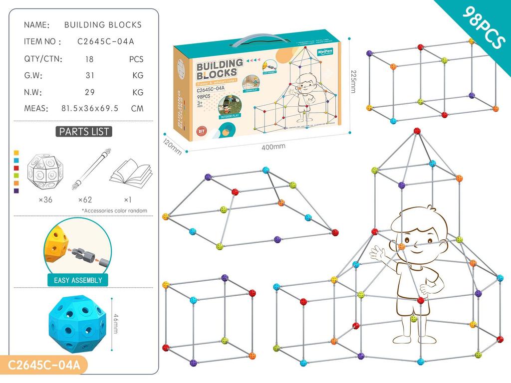 DIY Burg Rohr Bausteine Geschenkbox Set Pädagogisches Konstruktionsspielzeug für Kinder 4-6 Jahre