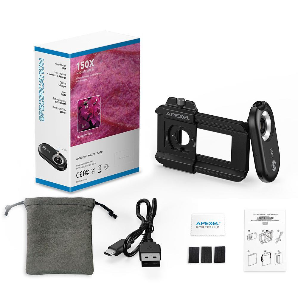 200x HD Optical Phone Microscope for Skin, Textile, and Biological Research