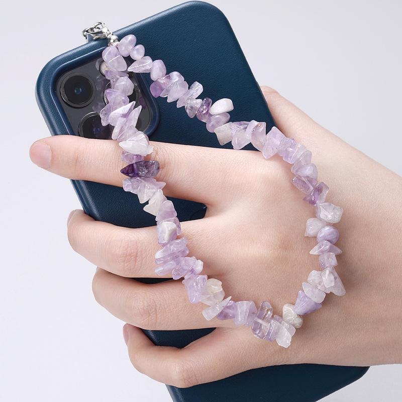 Creative Gravel Stone Mobile Phone Chain Women Girls Natural Bead Anti-Lost Fashion Jewelry Cellphone Strap Lanyard Hanging