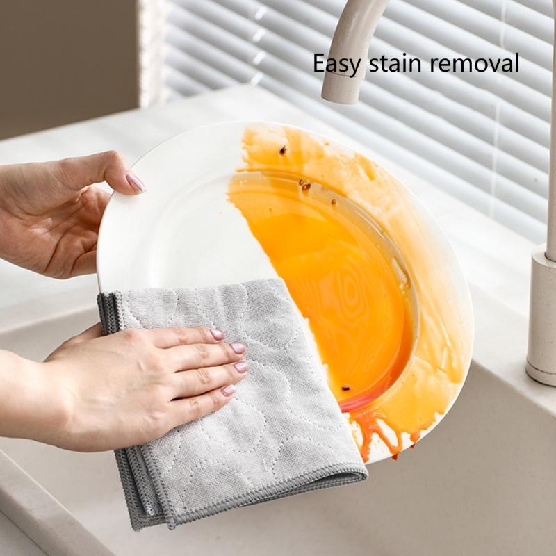 6PCS Kitchen Dish Cleaning Towel for Efficient Dish Washing Surfaces Wiping and Liquid Absorption Dish Cloth