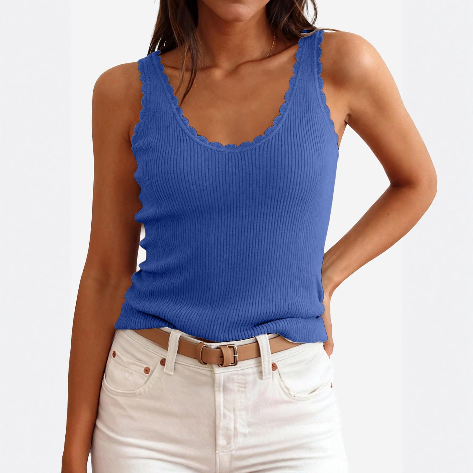 

Женский модный повседневный цветной топ-жилет S синий