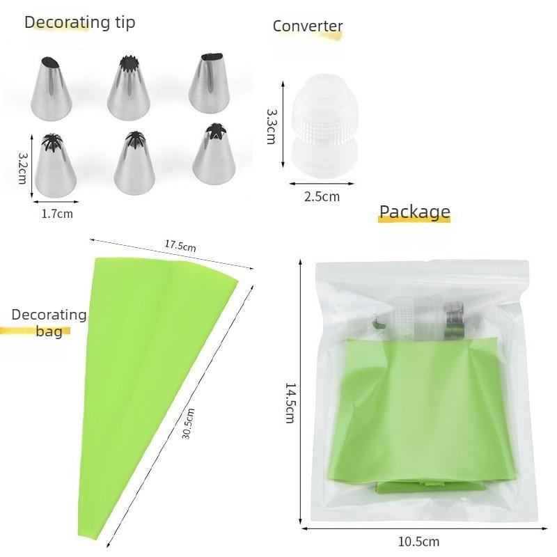 1 Set Household Cake Decoration TPU Piping Bag Converter Baking Tool Stainless Steel Piping Nozzle Set Cake Making Tools