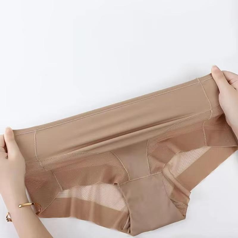 Women High Waist Briefs Seamless Panties Transparent High Elastic Tummy Control Shapewear Ice Silk Butt LifterSexy Lingerie