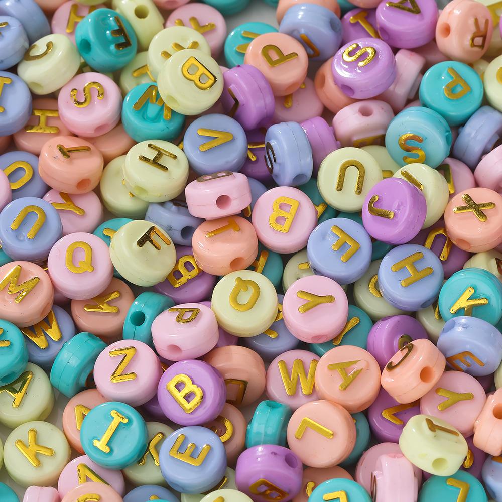 

30pcs 6x10mm Mixed Letter Acrylic Beads Round Flat Luminous Alphabet Spacer Beads For Jewelry Making Handmade DIY Bracelet