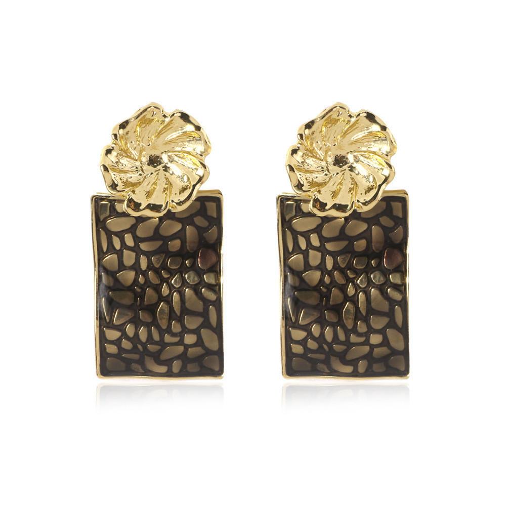 Flower Trendy Alloy Earrings Multicolor Rectangular Fashion For Women 2021