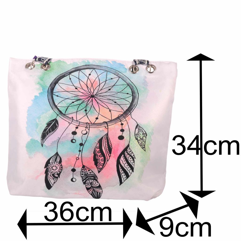 Strandtasche mit Traumfänger im bunten Boho Design