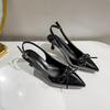 Fashion Summer Pointed Toe Women High Heels Fashion Butterfly-Knot Female Pumps New 2025 Footwear Slingbacks Ladies Mid Heels Sandals