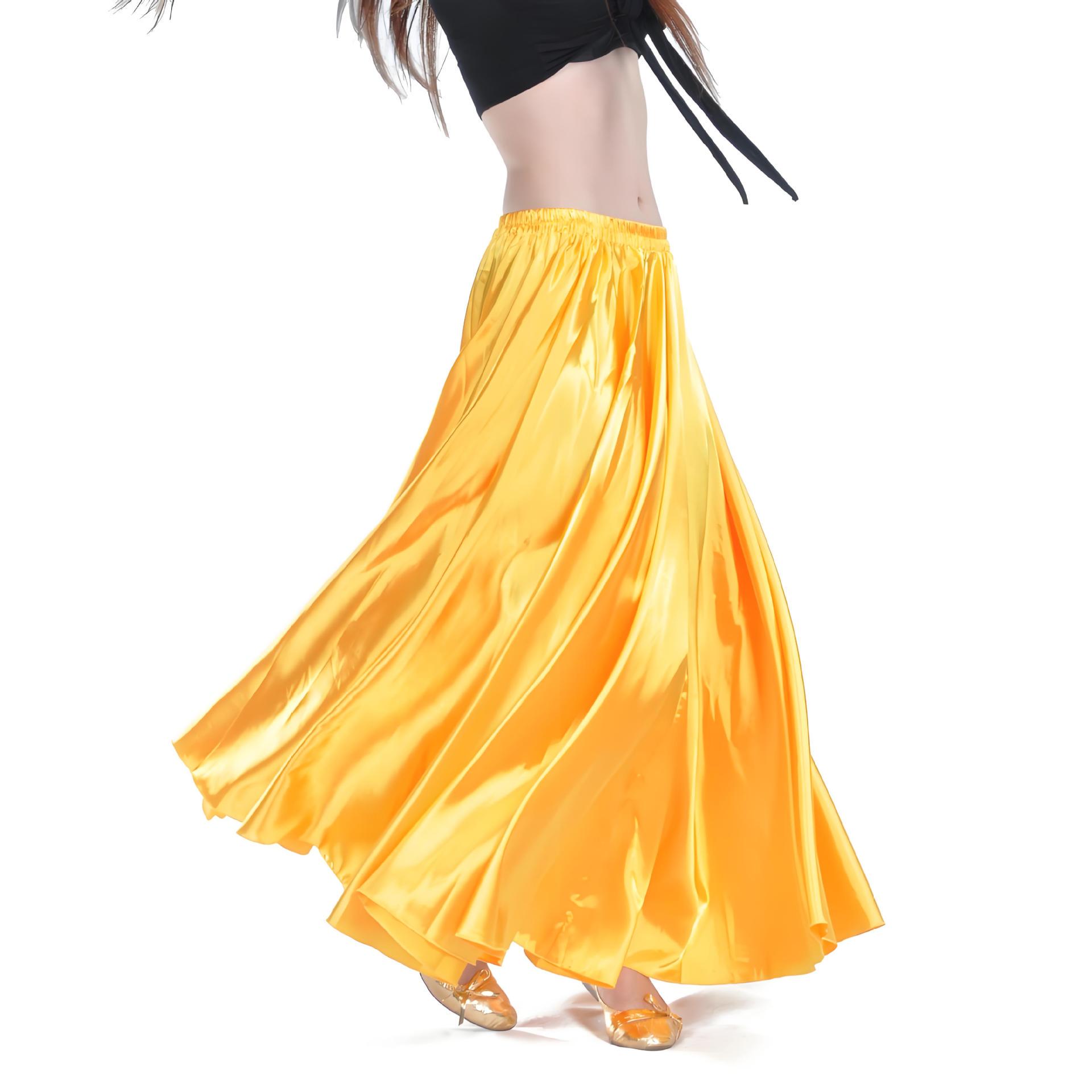 

Big Swing Satin Belly Dance Skirt for Stage Performance One Size
