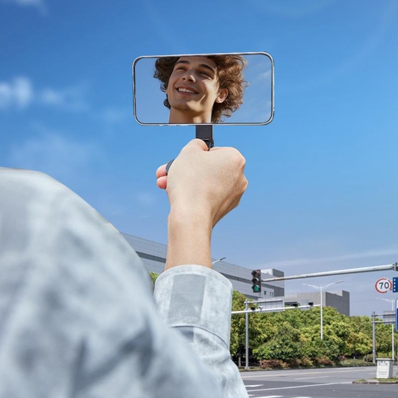 Portable Metal Phone Mount Adjustable Multiple Angle Magnetic Base Mobile Phone Rack for Content Creators Travel Office Use