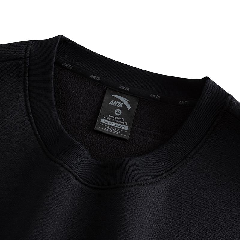 Anta Big Logo Casual Fashion Sports Versatile Campus Commuting Loose Comfortable Fleece Thick Warm Pullover Sweatshirt Men sweatshirt 952548702-4