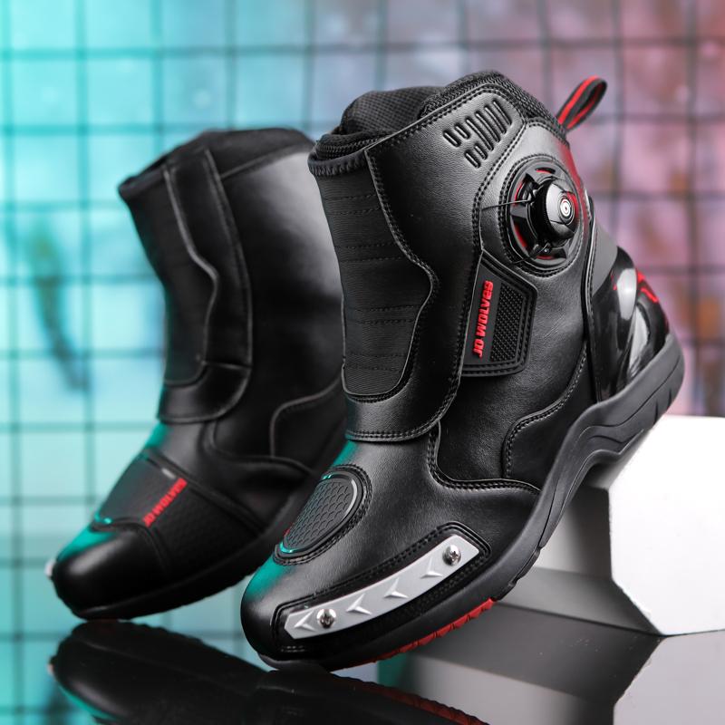 Large-sized Chinese Motorcycle Racing Shoes Waterproof Shockproof and Wear-resistant Men's Women's Luminous Riding Boots Knobs