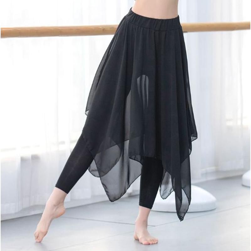 

Professional Dancewear Wide Leg Chiffon Dance Palazzo Pants Women Plus Size Pants with Skirt Flowy Dancewear for Adults Loose XS чёрный
