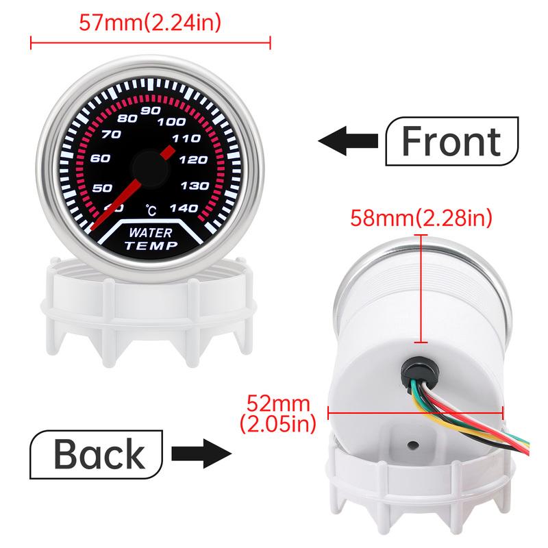 52mm Water Temp Meter/Oil Temp/Oil Press/Voltage/Tachometer/Air Fuel Ratio/EXT Gauge Analog LED White Case+ 52MM Gauge Pods