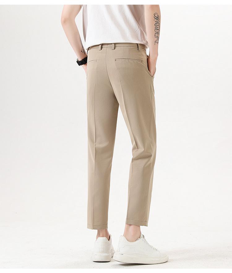 

Summer Light Luxury Men s Slim Fit Casual Suit Pants, Korean Style Straight-Leg Nine-Point Trousers 32