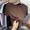 Women's Slim Fit Crew Neck T-shirt Summer New Modal Stretch Short Sleeve Top Solid Color Basic Tee