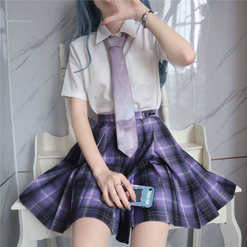 Original JK Academy Style Women's Short Sleeve White Shirt with Pointed Square Collar