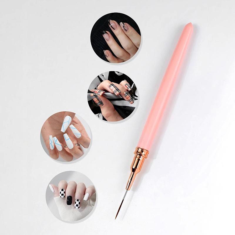 5Pcs Nail Art Liner Brush Set Uv Gel Nail Brushes Kits French Stripe Line Painting Drawing Flower Pen Professional Manicure Tool