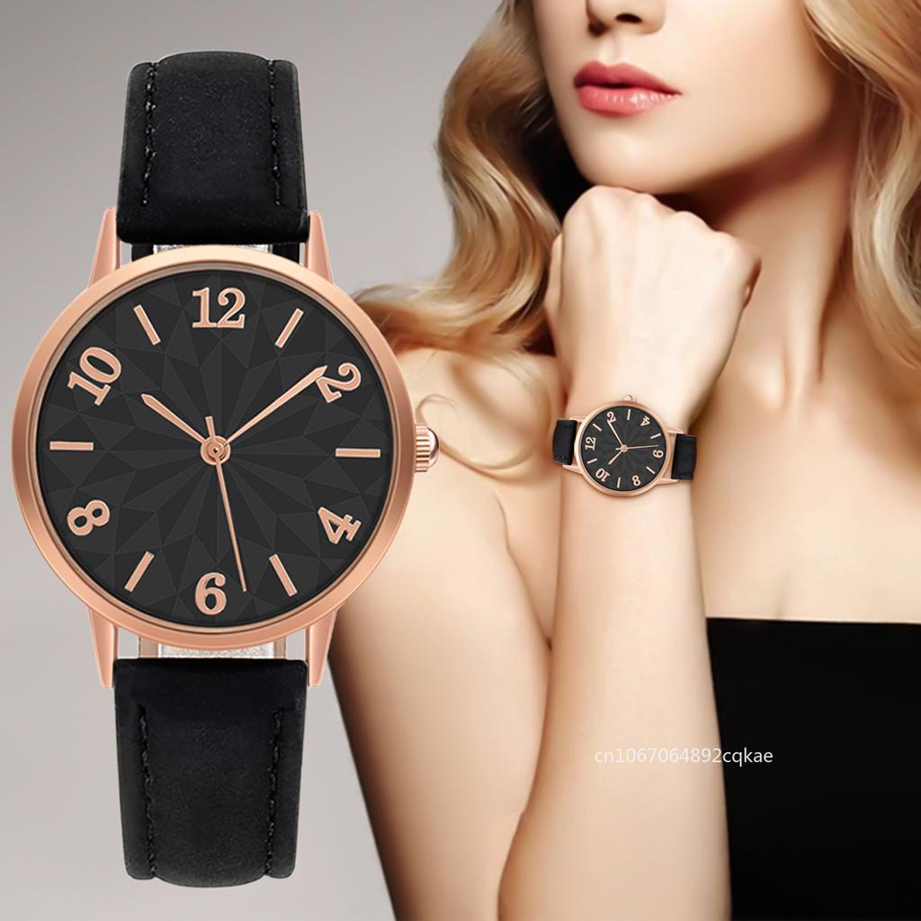 Fashion Women Watch Matte Leather Strap Wristwatch Quartz Watches for Women Gift