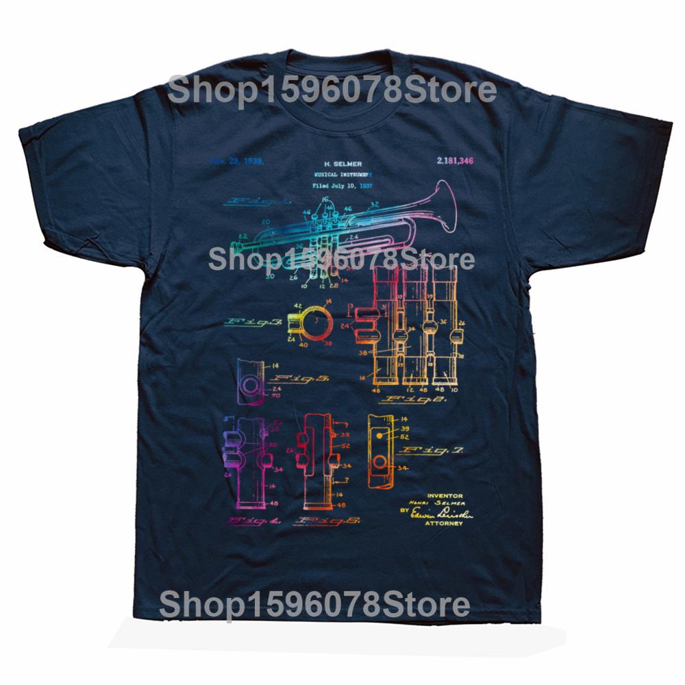 Mens Clothing Trumpet T Shirt Trumpet Patent T Shirt Trumpet Player For Musician Music Teacher Marching Band Jazz Band Music