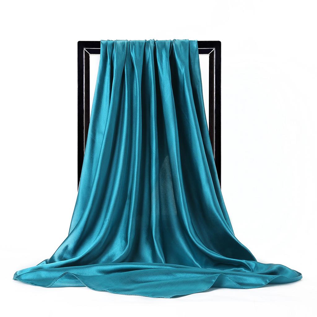 Luxury Brand Silk Scarf Women Satin Solid Color Hijab Scarves Muslim Pareo Bandana Female Shawl Wrap Headband Foulard 90*90cm