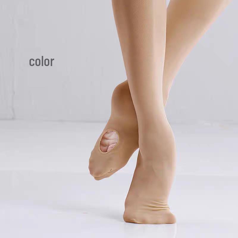 Girls' Thin Dance Practice Socks - White, Breathable, Removable Velvet Holed Stockings