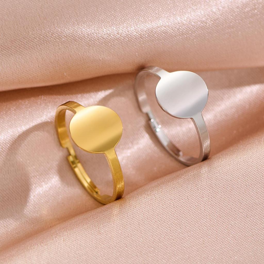 Cross-Border Fashion Stainless Steel Geometric Adjustable Round Ring