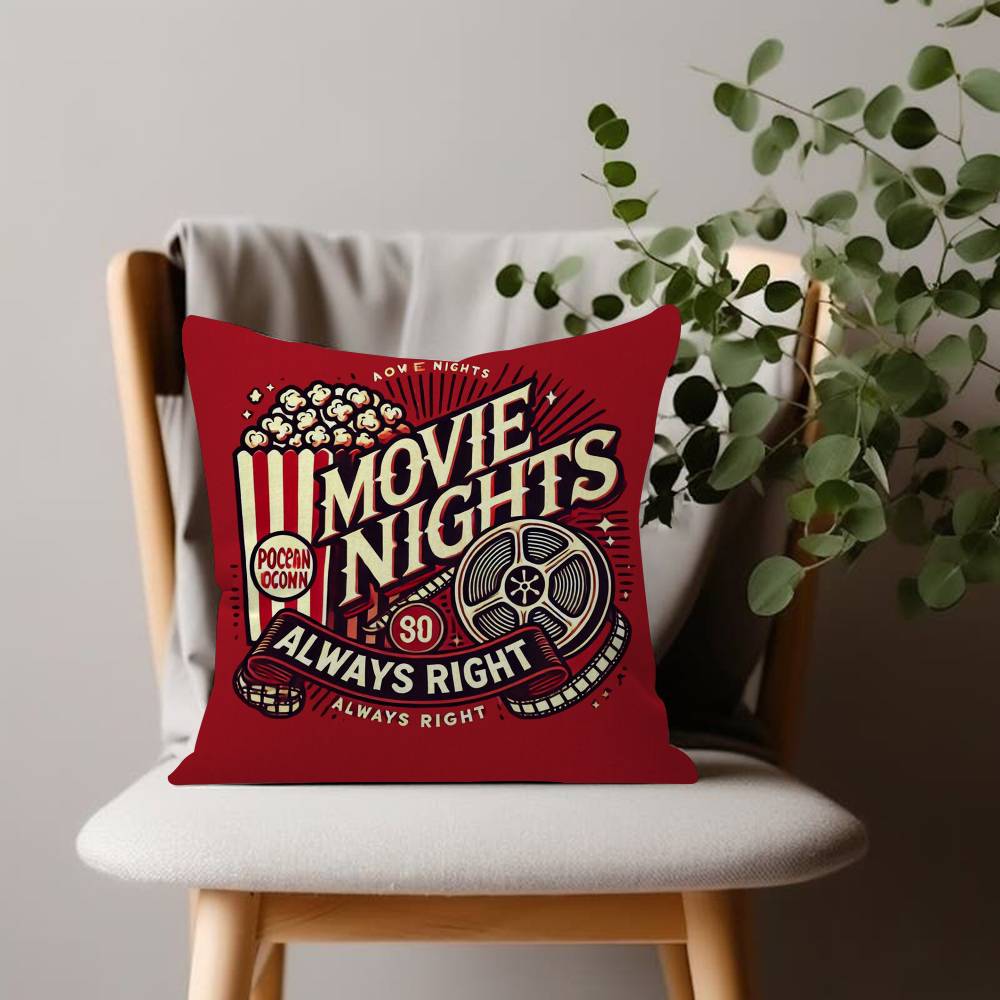Coffee Pizza Retro Cinema and CafThemed Cushion Cover Decorative Pillow Sofa Home Decor Case Pillow Cases