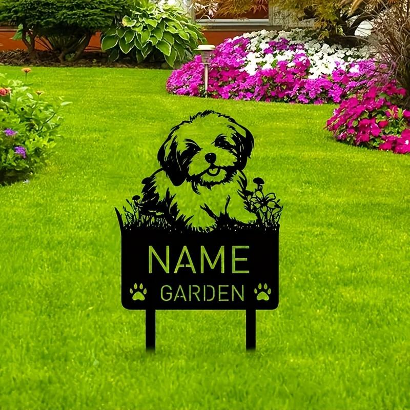 Individueller Gartenstecker für Malteser-Hunde-Gedenken, Vintage-Metall-Haustierverlust-Tribut, Personalisiert, Langlebig