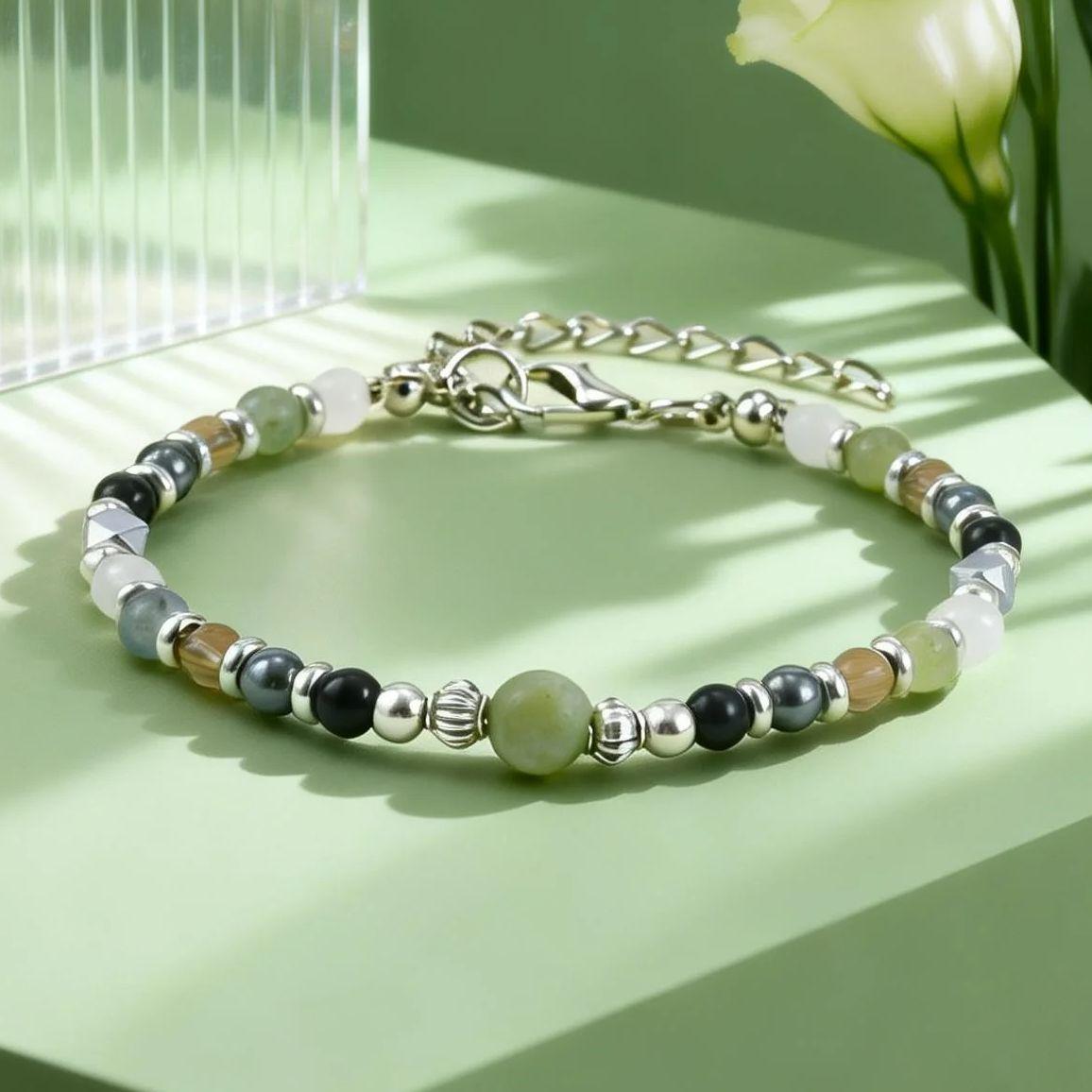 Imitation Natural Stone Beaded Bracelet for Women Men Beaded Chain Bracelets Fashion Wrist Jewelry Gift