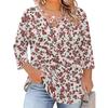 Blusa Floral Feminina Plus Size com Manga Três Quartos, Blusa Casual, Túnica de Corte Amplo para Primavera Verão, Uso Diário, Trabalho e Saídas