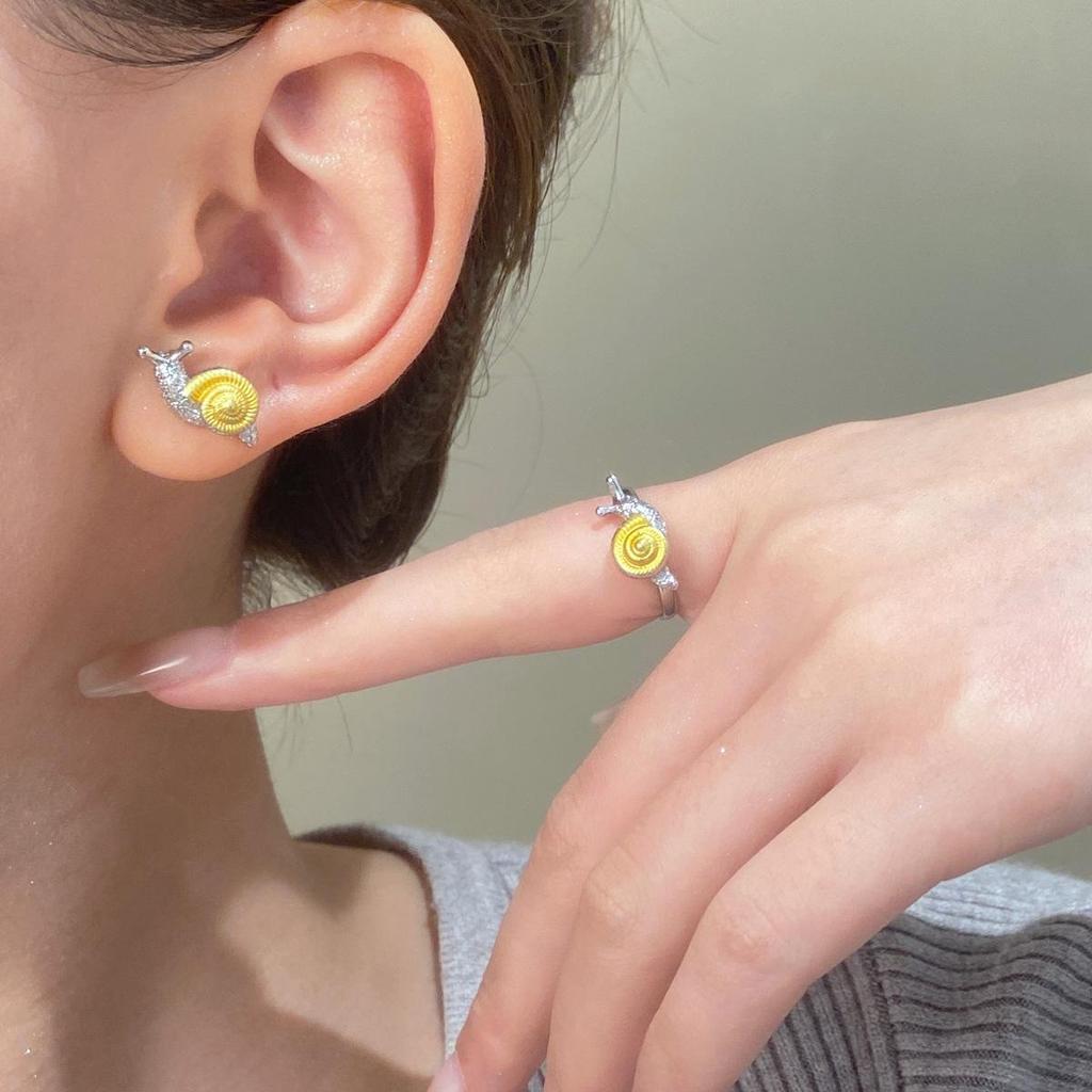 2024 Sommer Cartoon Schnecken Ohrstecker & Vielseitiger Zeigefingerring für Damen