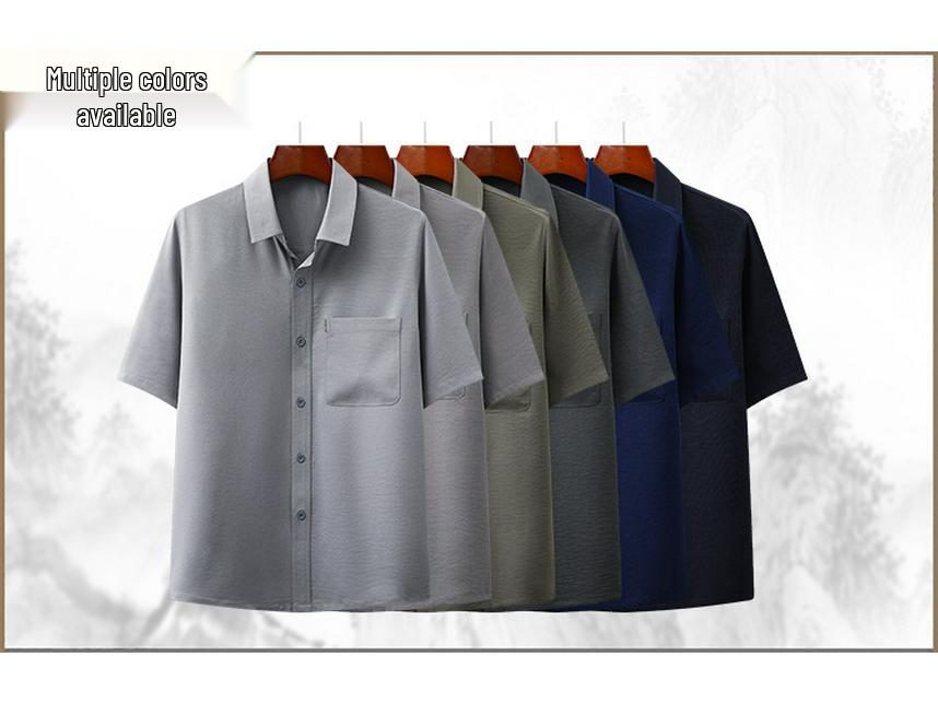 Men's Cotton Linen Short Sleeve Shirt & Suit Set - Casual Summer Wear for Middle-Aged and Elderly
