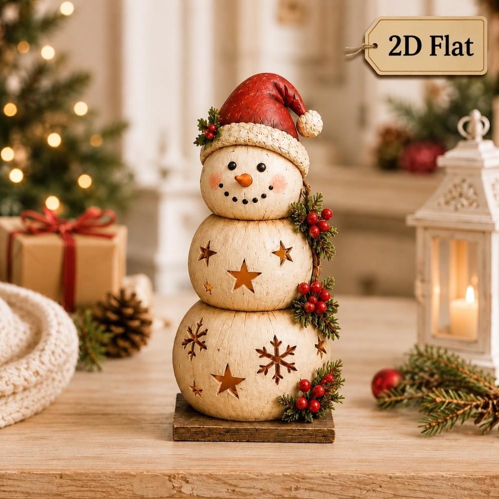 3Pcs Vintage Style Wooden Christmas Ornaments Rustic Style Christmas Figurines Home Decor