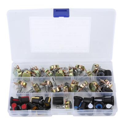 80Pcs Potentiometer B5K B10K B20K B50K B100K Linear Taper Set Kit with Knob for Audio Control