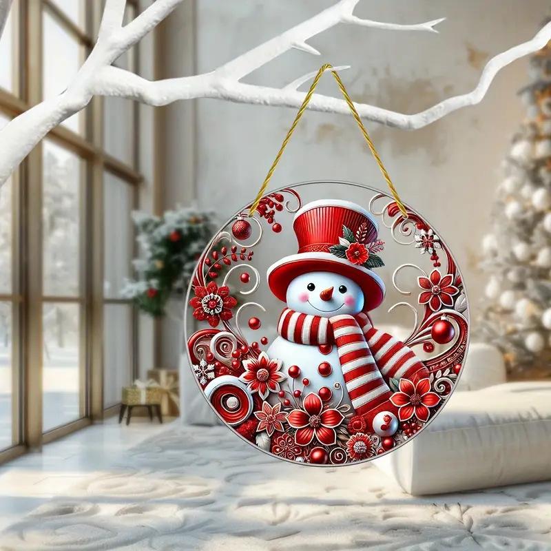 Christmas Snowman Santa Claus Acrylic Christmas Decoration Hanging Ornament Sun Catcher Pendant