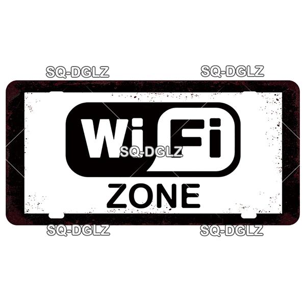 SQ-DGLZ Warning Beware Of License Plate WIFI Tin Sign State Wall Decoration Metal Sign Home Decor Painting Plaques Art Poster